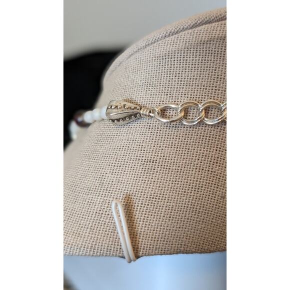 DEL Sterling Amber Heart Amber Garnet Freshwater Pearl Pendant Necklace - Picture 9 of 12